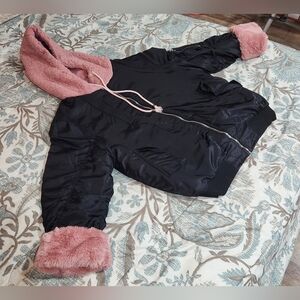 Black Bomber Womens Reversible Coat